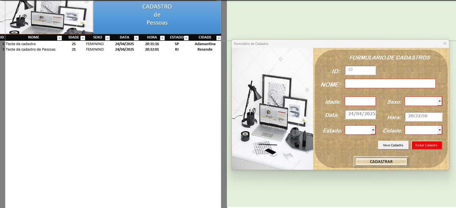 HOME – OFFICE - RH - Cadastro